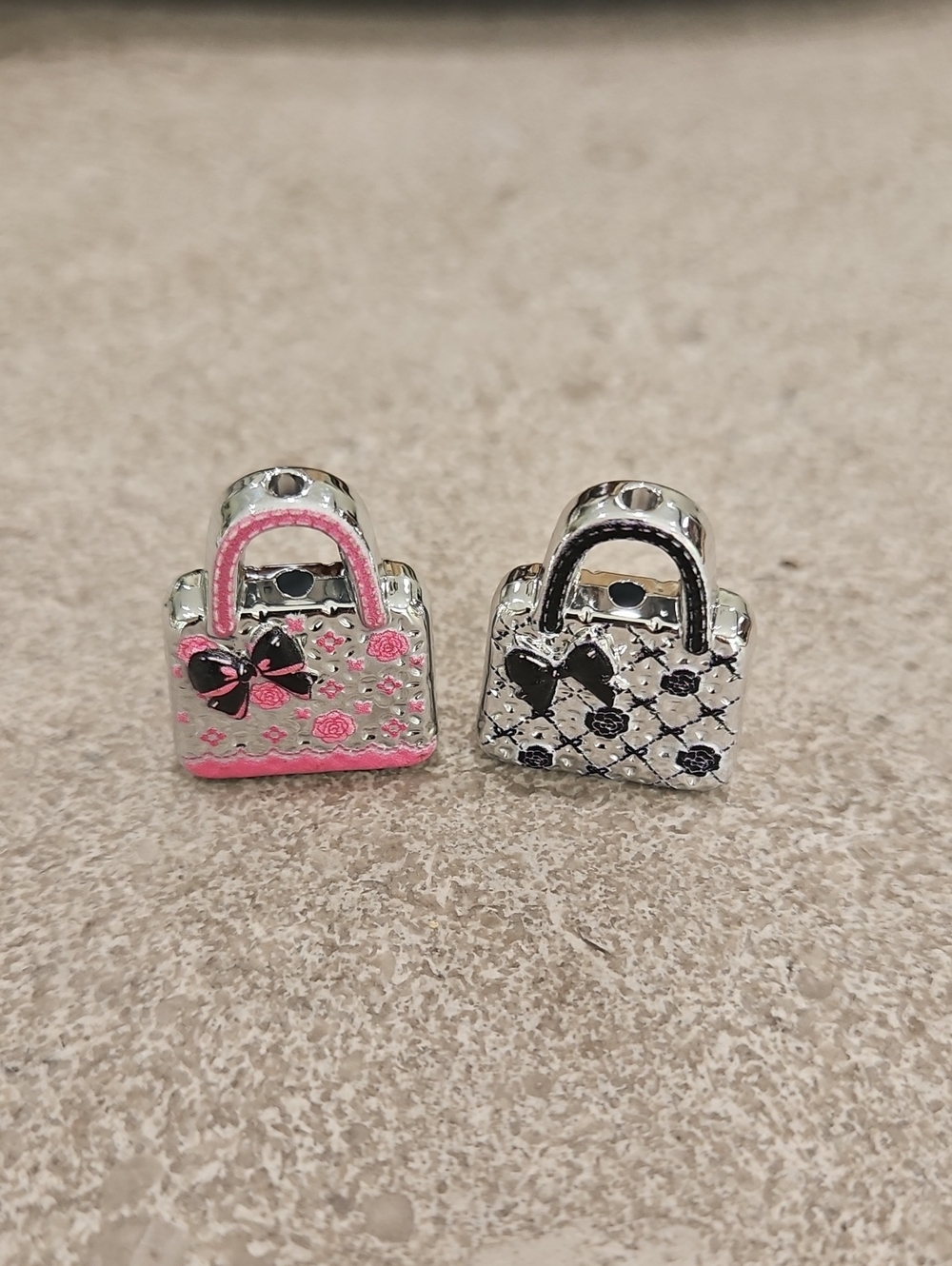 Mini Craft Handbag Charms - Pink And Black